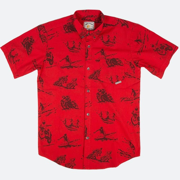 iron and resin Shirts Iron And Resin Made In The Usa Hawaiian Moto Print Button Down Shirt